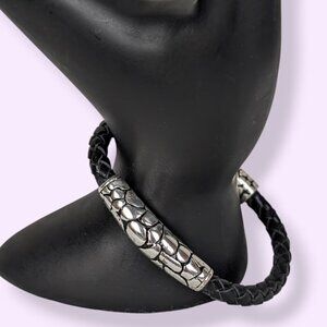 Premier Designs Black Braided Leather Bracelet